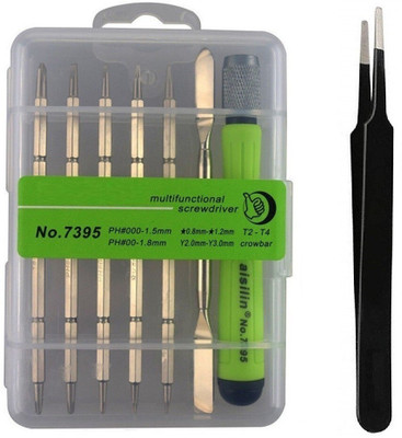 wroughton 12 in 1 Screwdriver Mobile, Laptop and Gadgets Repairing Tools Set With 1 ESD Non Magnetic Tweezers- Flat Precision Screwdriver Set(Pack of 8)