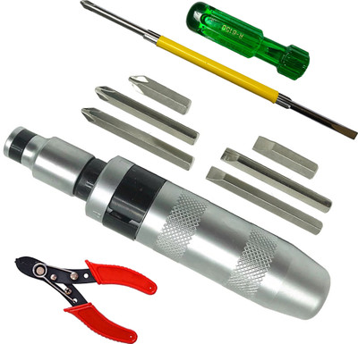 Digital Craft Impact Screwdriver, 2‑in‑1 Driver & Wire Stripper – 7‑Pc Tool Set Impact Screwdriver Set(Pack of 1)