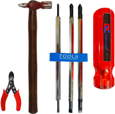 Digital Craft 6 IN 1 Multibit Screw Driver,Hammer 200 gm,Wire Stripper Combination Screwdriver Set(Pack of 1)