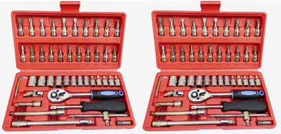 DUMDAAR 2set 46Pc Socket Set 1/4 inch Combination Screwdriver Set(Pack of 2)