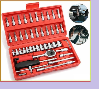 BRESIYAR 46 in 1 Pcs Tool Kit & Screwdriver Multi Purpose Combination Tool Socket Set-93 Long Handle Screwdriver Set(Pack of 1)