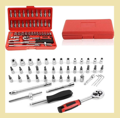 BALAJI CORPORATION 46 in 1 Pcs Tool Kit & Screwdriver Multi Purpose Combination Tool Socket Set-25 Long Handle Screwdriver Set(Pack of 1)