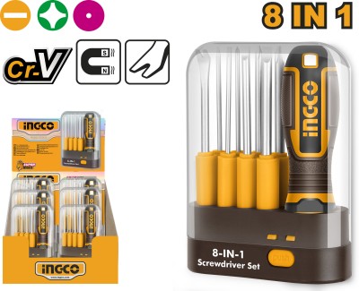 INGCO 9 Pcs interchangeable screwdriver set Combination Screwdriver Set(Pack of 1)