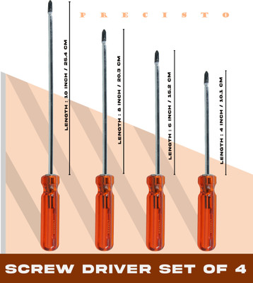 PRECISTO Gevolt 2-in-1 Magnetic Screw Drivers Pack of 4 Combination Screwdriver Set(Pack of 4)