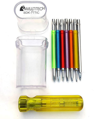 MULTITECH 8 in 1 Heavy-Duty Insulated Screwdriver Set with Neon Tester, Transparent Case Standard Screwdriver Set(Pack of 8)