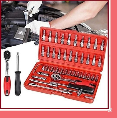 Ayushi Enterprise 46 in 1 Pcs Tool Kit & Screwdriver Multi Purpose Combination Tool Socket Set-44 Long Handle Screwdriver Set(Pack of 1)
