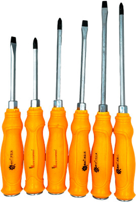 MALFAH ENTERPRISES MAF SCREWDRIVER YELLOW PLASTIC HANDLE 6PCS SET Combination Screwdriver Set(Pack of 6)
