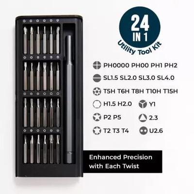 QXORE 24 IN 1 Professional Precision Screwdriver Set, Multipurpose Kit Uses for Home Standard Screwdriver Set(Pack of 24)