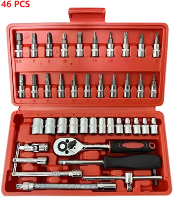 Kusah 46 Pc Set Of Tools Ratchet Socket Wrench Combination Toolbox Hardware Socket Set(Pack of 1)