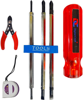 Digital Craft 6 IN 1 Multibit Screw Driver,Tape 3Mtr,Wire Stripper Combination Screwdriver Set(Pack of 1)