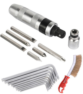 Digital Craft Combo of 3 Item Impact Screwdriver CRV Portable with Hand Brush & Trox Allen Key Impact Screwdriver Set(Pack of 1)