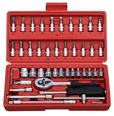 SMS ENTERPRISE High Quality Pro 46pcs Socket set Ratchet size 1/4-inch Combination Screwdriver Set(Pack of 46)