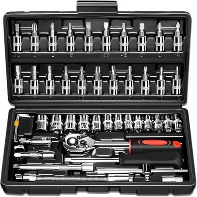 KHANSAHEB 46 In 1 Pcs Tool Kit & and Socket ,Hand Combination Screwdriver Set(Pack of 46)