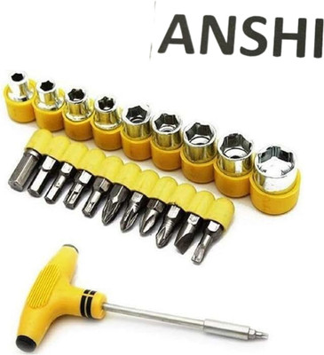 Adhvika T Shape Screwdriver Set Batch Head Ratchet Pawl Socket Spanner Tool Kit for home Combination Screwdriver Set(Pack of 1)