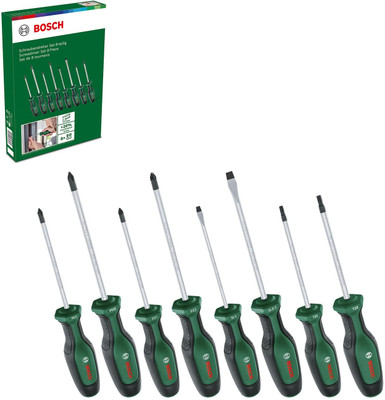 BOSCH 8-Piece Screwdriver Set with Soft grip Handles PH, PZ, SL, TX Standard Screwdriver Set(Pack of 8)