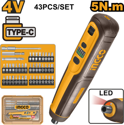 INGCO Ingco 4V Cordless screwdriver Combination Screwdriver Set(Pack of 1)