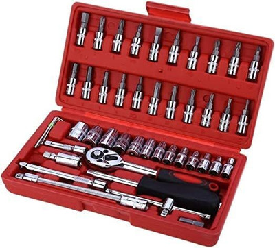 SAYKHUS 46 IN 1 Pcs Combination Wrench Set Car&Bike Repairing Hand Tool Long Handle Kit Combination Screwdriver Set(Pack of 46)