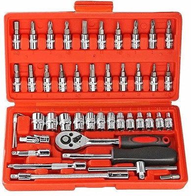 MAHADEV 46 in 1 Pcs Tool Kit & Screwdriver and Socket Set Combination Tool Socket Set Standard Screwdriver Set(Pack of 1)