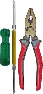 DUMDAAR new Heavy duty 1pc 8inch Plier with 1pc 2in1 Screwdriver Combination Screwdriver(Pack of 2)