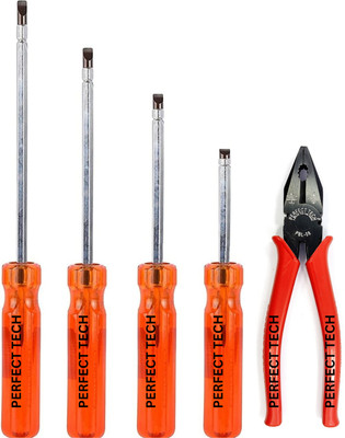 PERFECT TECH Combo 4 Pcs Screwdriver Tools Kit Set & Combination Plier 8 Inch Combination Screwdriver Set(Pack of 5)
