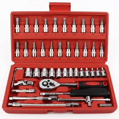 TOTAM 46 in 1 Pcs Tool Kit & Screwdriver and Socket Set Multi Purpose Combination Tool Case Precision Socket Set Standard Screwdriver Set(Pack of 46)