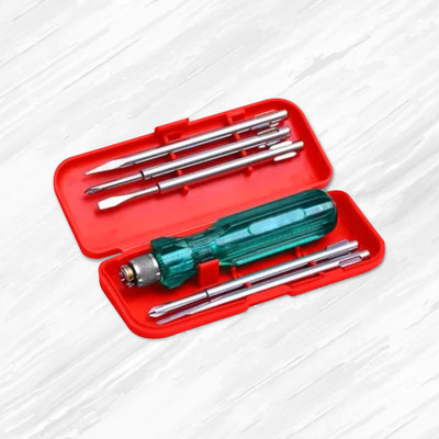 TMS 5-in-1 Pc Screw Driver | 2Phillips Head , 2 Flat Blades & 1 Round Poker Bar Combination Screwdriver Set(Pack of 5)