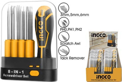 INGCO 9 Pcs interchangeable screwdriver set Combination Screwdriver Set(Pack of 9)