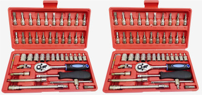 Inditrust 2set 46Pc Socket Set 1/4 inch Combination Screwdriver Set(Pack of 2)