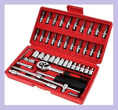 ANADIEXPORT 46 in 1 Pcs Tool Kit & Screwdriver and Socket Set Multi Purpose Tool Case-002 Long Handle Screwdriver Set(Pack of 1)