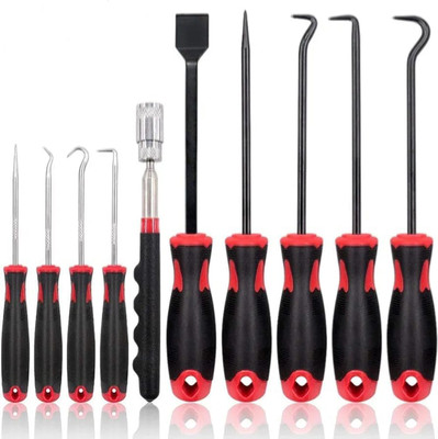 uptodateprouducts 9Pcs Long Hook Set with Magnetic Telescoping Tool Kit, Precision Scraper Long Handle Screwdriver Set(Pack of 1)