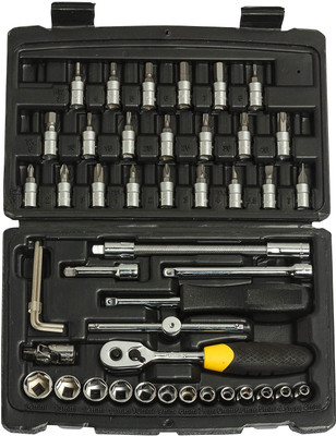 maxxlite 1/4'' Square Drive Metric Socket Set with Double Ratchet Screwdriver Set(Pack of 46)
