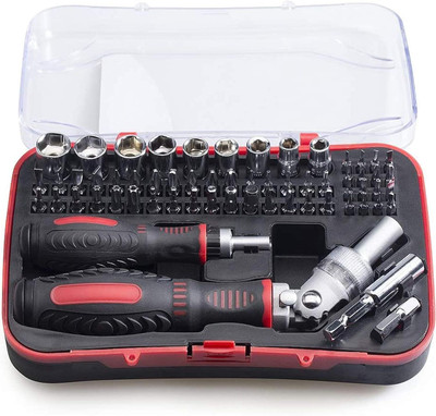 QXORE 61 in 1 Screwdriver Bit Set with Rotatable Ratchet Handles, Repair Tool Kit Ratchet Screwdriver Set(Pack of 1)