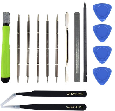WOWSOME Magnetic Multi-Function Precision Screwdriver Set with 2 Tweezer and 2 stick and 4 plastic Openers for Mobile Phone, Watch, PC, Laptop, Digital Camera Precision Screwdriver Set(Pack of 15)