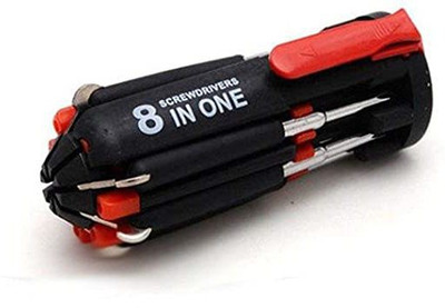 ADONYX 8 in 1 Multi-Function Screwdriver Kit Tool Kit Set with LED Portable Torch Standard Screwdriver Set(Pack of 1)