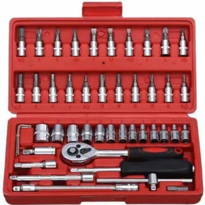 SHIVANICORP 46-Piece 1/4-Inch Ratchet Torque Wrench & Socket Set – Car Repair Tools Kit Long Handle Screwdriver(Pack of 1)