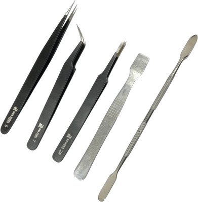 RELIBBA Set of 1 Metal Openers 3 black tweezers for Cell Phone and Gadget Repairing - Standard Screwdriver Set(Pack of 5)