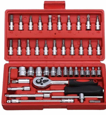 ValueShop High Quality 46pcs 1/4-Inch Socket Set Tool Ratchet Wrench tool Kit Household Power & Hand Tool Kit(46 Tools)
