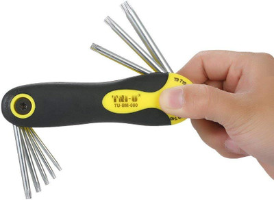 Niralasa TM 8-Piece Folding Star Key Wrench Set Screwdrivers Kit T-9 To T-40 Standard Screwdriver(Pack of 1)