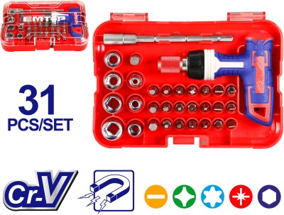 Shartools EMTOP T-HANDLE WRENCH SCREWDRIVER SET 31 Pcs Ratchet Screwdriver Set(Pack of 1)