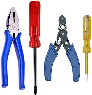 Toolhub Screwdriver, Heavy Plier, Wire Cutter, & Tester Hand Tool Kit(4 Tools)