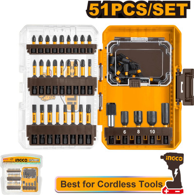 INGCO 51 Pcs impact screwdriver bits set Impact Screwdriver Set(Pack of 51)