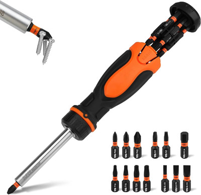 venimall 14-in-1 Magnetic Ratcheting Screwdriver Set 1/4” Screwdriver Standard Screwdriver(Pack of 1)