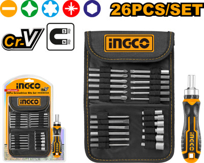 INGCO 26 Pcs screwdriver bit set Combination Screwdriver Set(Pack of 1)