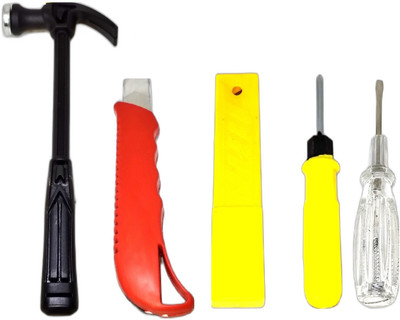 Rizmeg 5-in-1 Tool Set – Mini Household Kit with Cutter, Screwdriver, Hammer & Tester Precision Screwdriver Set(Pack of 1)