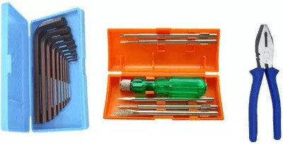 Ubod High Quality 6pc Screwdriver set 9pc allen key and 8inch Plier Standard Screwdriver Set(Pack of 3)