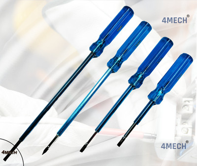 TOM 4 Hardened and Tempered Chrome Vanadium 2-in-1 (100 + 150 + 200 + 250 mm x 6mm) Standard Screwdriver Set(Pack of 1)