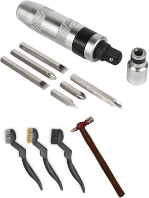 Digital Craft Combo of 3 Item Impact Screwdriver CRV Steel Portable with Brush Set & Hammer 2 Impact Screwdriver Set(Pack of 3)
