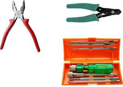 TAPARIA 1621-8 inch combination plier and 840 6 pc screwdriver set ws-06 inch wire stripper pack of 3 Combination Screwdriver Set(Pack of 3)