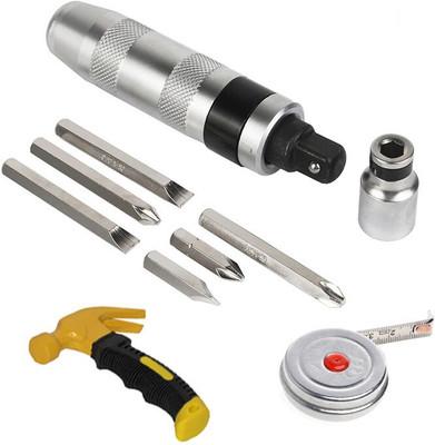 Digital Craft Combo 3 Item Impact Screwdriver CRV Portable with Mini Hammer & Steel Tape 2Mtr Impact Screwdriver Set(Pack of 3)