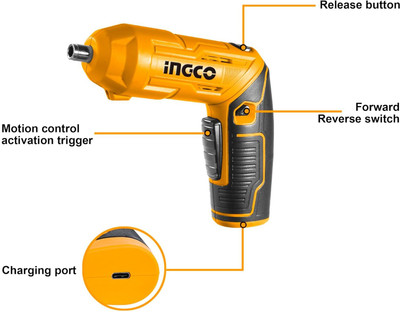 GO LABEL WITH THE DEVICE OF ARROW INGCO 4V Electric Cordless Screwdriver Long Handle Screwdriver Set(Pack of 20)
